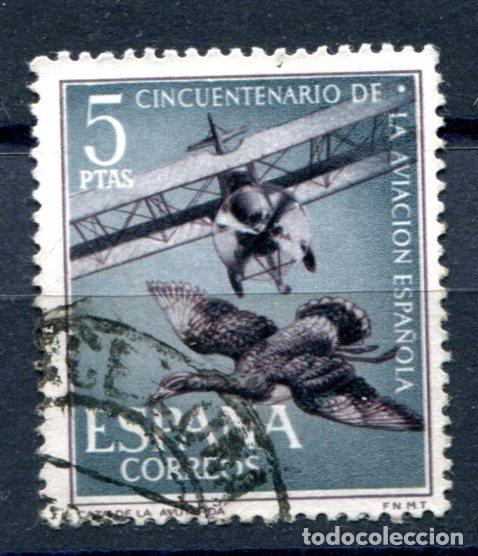 Sellos: Edifil 1404. 5 pts Aviaci&oacute;n. Usado - Foto 1