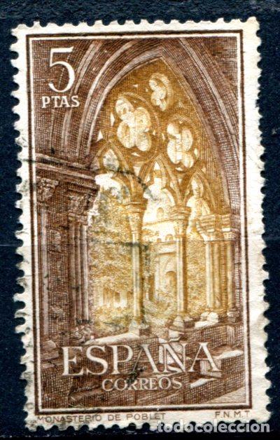 Sellos: Edifil 1497. 5 pts Monasterio de Poblet. Usado. - Foto 1