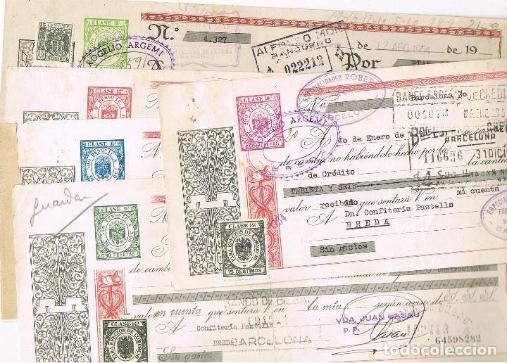 Timbres: 0449. Lote 5 letras de cambio 1954. Fiscales. Poblacion BREDA (gerona)