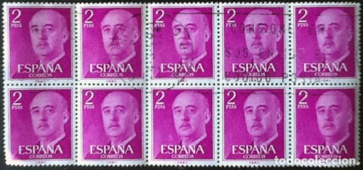 Sellos: BLOQUE DE 10 DEL EDIFIL 1158. USADO. - Foto 1