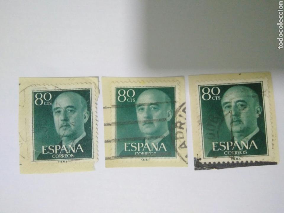 Stamps: 3 Sello franco 80 centimos circulado.matasello.11