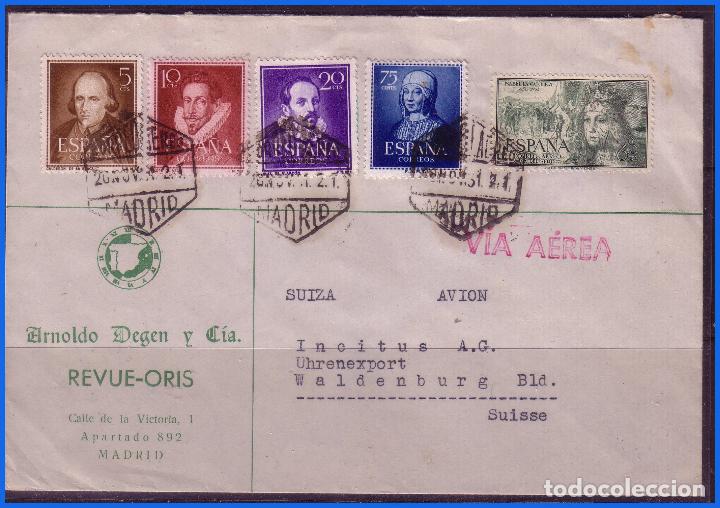 Sellos: Correo a&eacute;reo, Madrid a Suiza, Cubierta - Foto 1