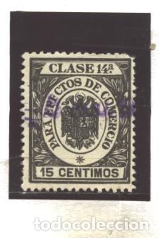 Sellos: ESPA&Ntilde;A - EFECTOS DE COMERCIO - AGUILA - CLASE 14&ordf; - 15 CTS - USADA - ROMO - Foto 1