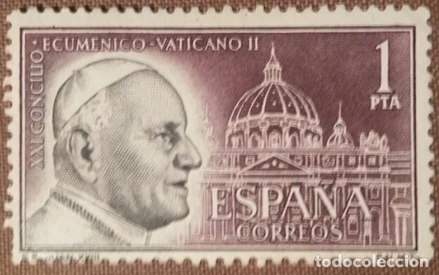 Timbres: Espa&ntilde;a.1962, Concilio Ecum&eacute;nico Vaticano II. 1 pts. negro y violeta (n&ordm; 1480 Edifil).