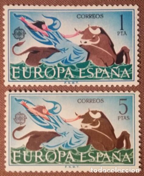 Sellos: Espa&ntilde;a.1966, Europa-CEPT. Dos valores: 1 pts. y 5 pts. (n&ordm; 1747-1748 Edifil).