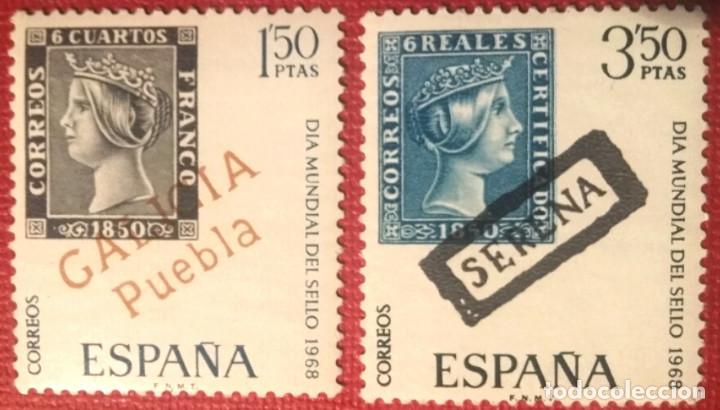 Selos: Espa&ntilde;a.1968, D&iacute;a mundial del sello. Dos valores: 1'50 pts. y 3'50 pts. (n&ordm; 1869-1870 Edifil).