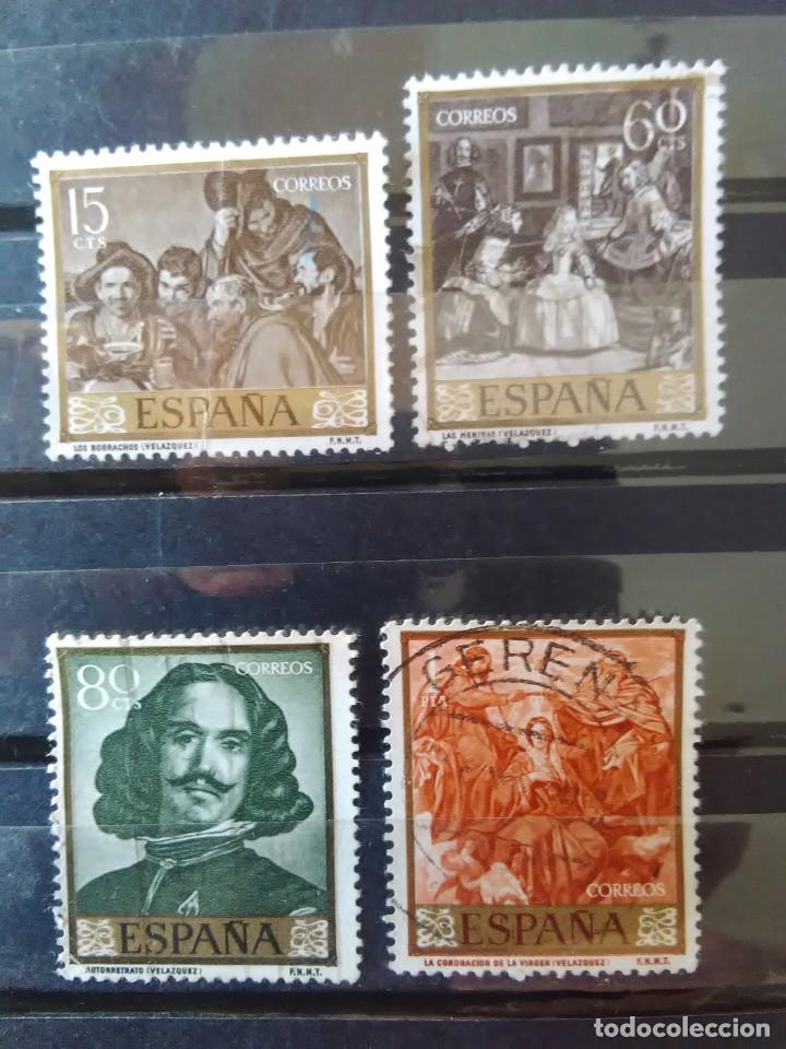 Sellos: LOTE DE 4 SELLOS DE LA SERIE: VEL&Aacute;ZQUEZ. DIA DEL SELLO. A&Ntilde;O 1959