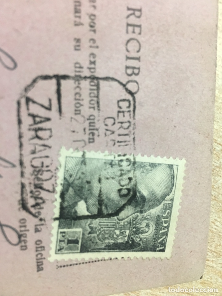 Sellos: Tarjeta postal aviso de recibo correos 1954 - Foto 3