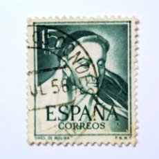 Sellos: SELLO POSTAL ANTIGUO ESPAÑA 1953 15 C TIRSO DE MOLINA - CONMEMORATIVO