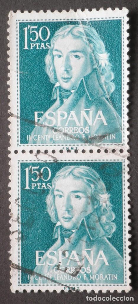 Sellos: 2 en bloque 1961 Espa&ntilde;a II Centenario nacimiento Morat&iacute;n - Foto 1