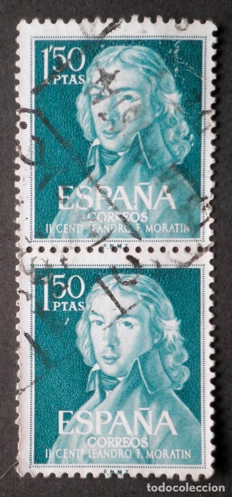 Sellos: 2 en bloque 1961 Espa&ntilde;a II Centenario nacimiento Morat&iacute;n - Foto 1