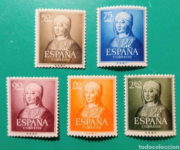 Sellos: 1951. V Cent. Isabel la Cat&oacute;lica. Ed. 1092/96**. - Foto 1