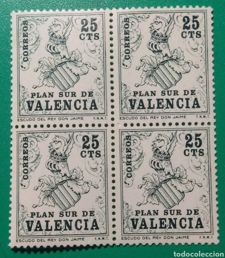 Sellos: 1963. Bloque de 4. Valencia. Escudos. Ed. 1**. - Foto 1