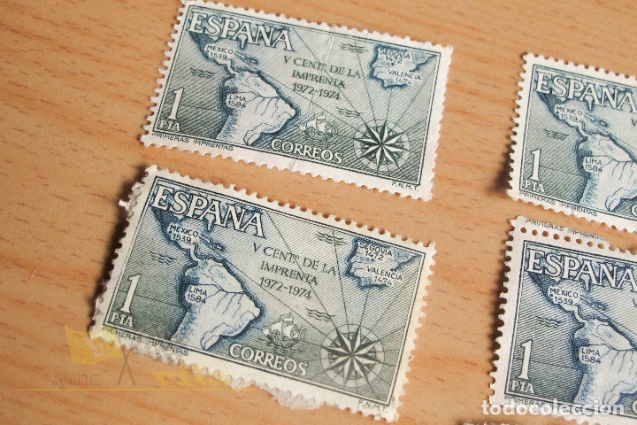 Sellos: Sellos V Cent&ordm; de la Imprenta - Usados - Foto 2