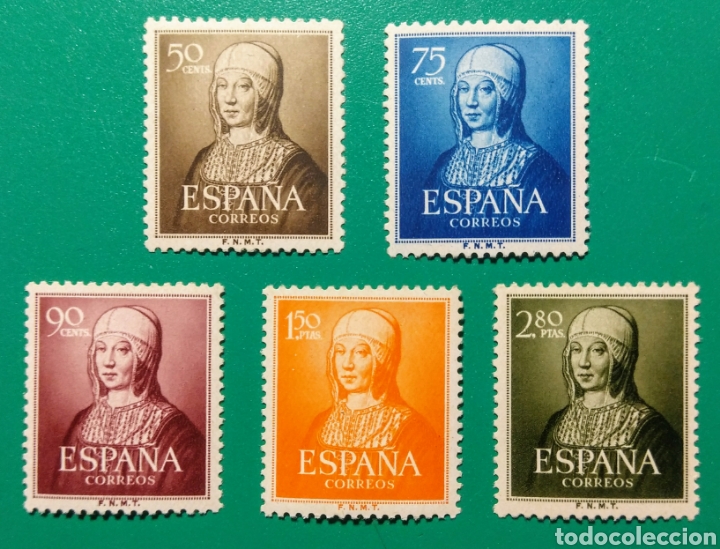 Sellos: 1951. V Cent. Isabel Cat&oacute;lica. Ed.1092/96**. - Foto 1