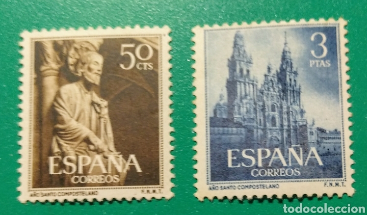 Sellos: 1954. A&ntilde;o Santo Compostelano. Ed. 1130/31*. - Foto 1