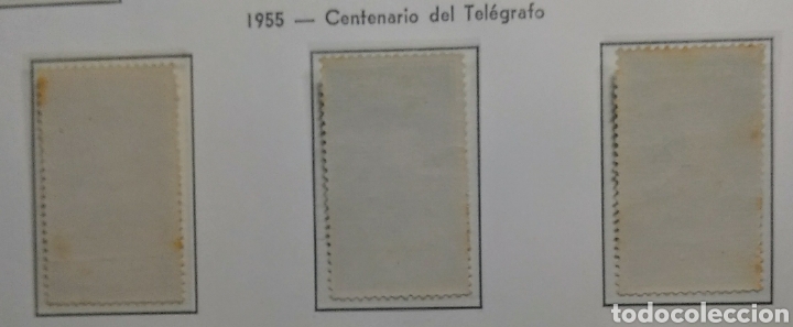Sellos: 1955. I Centenario del Tel&eacute;grafo. Ed. 1180/82*. - Foto 2