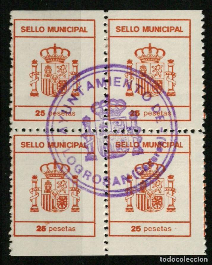 Timbres: SELLO FISCAL MUNICIPAL GEN&Eacute;RICO DE AYUNTAMIENTOS LOGROSAN (C&Aacute;CERES) BLQ. 4