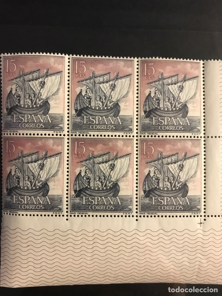 Sellos: Sellos Espa&ntilde;a 1964 bloque de 6 Ref 1599 - Foto 1