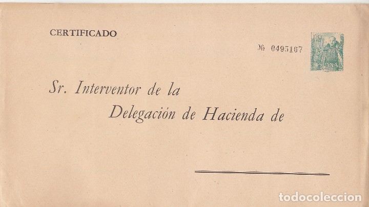 Sellos: Sobre : ADMINISTRACIÓN PÚBLICA. GENERAL FRANCO Y CASTILLO de la MOTA. 1958 - Foto 2 - 172288658