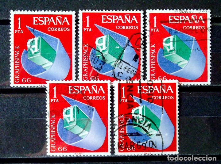 Sellos: 1709, CINCO SERIES USADAS. ARTES GR&Aacute;FICAS. - Foto 1