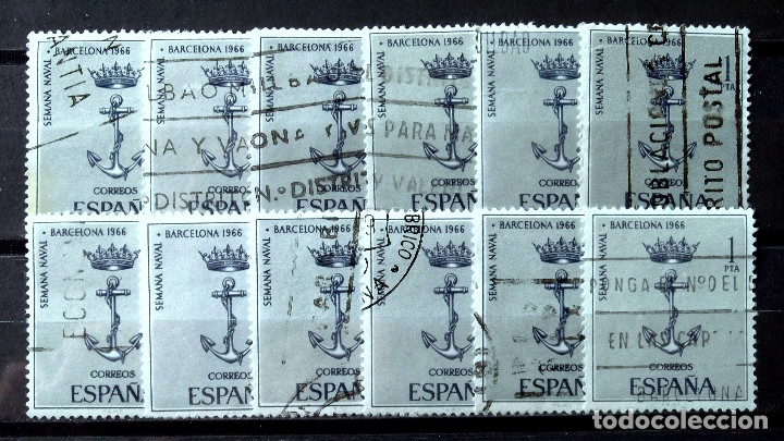 Sellos: 1737, DOCE SERIES USADAS. NAVAL. - Foto 1