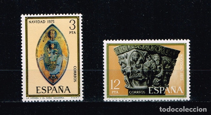 Sellos: Espa&ntilde;a 1975 - Edifil 2300/01** - Navidad - Foto 1