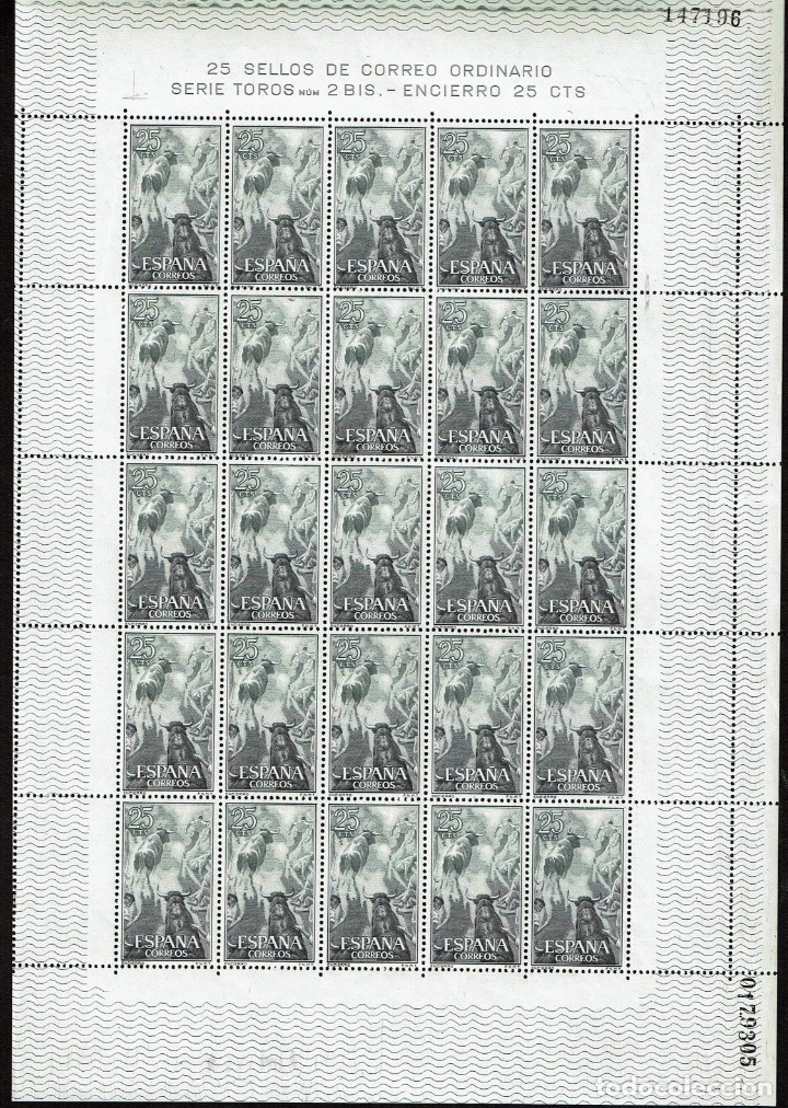 Sellos: ESPA&Ntilde;A 1960 - EDIFIL 1256 -HOJA COMPLETA - Foto 1