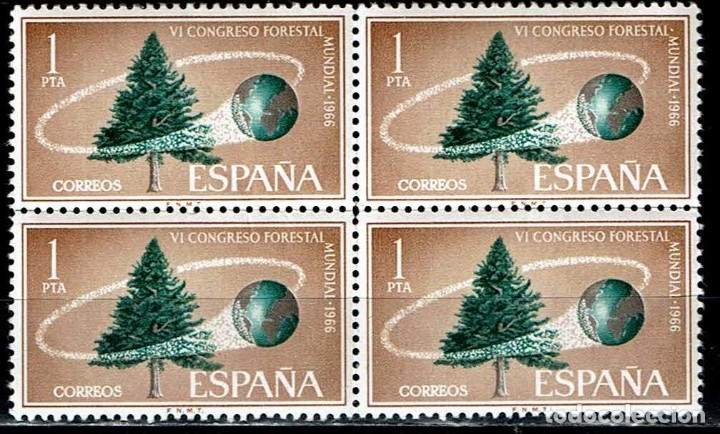 Sellos: ESPA&Ntilde;A 1966 - EDIFIL 1736 (**) BLOQUE DE 4 - Foto 1