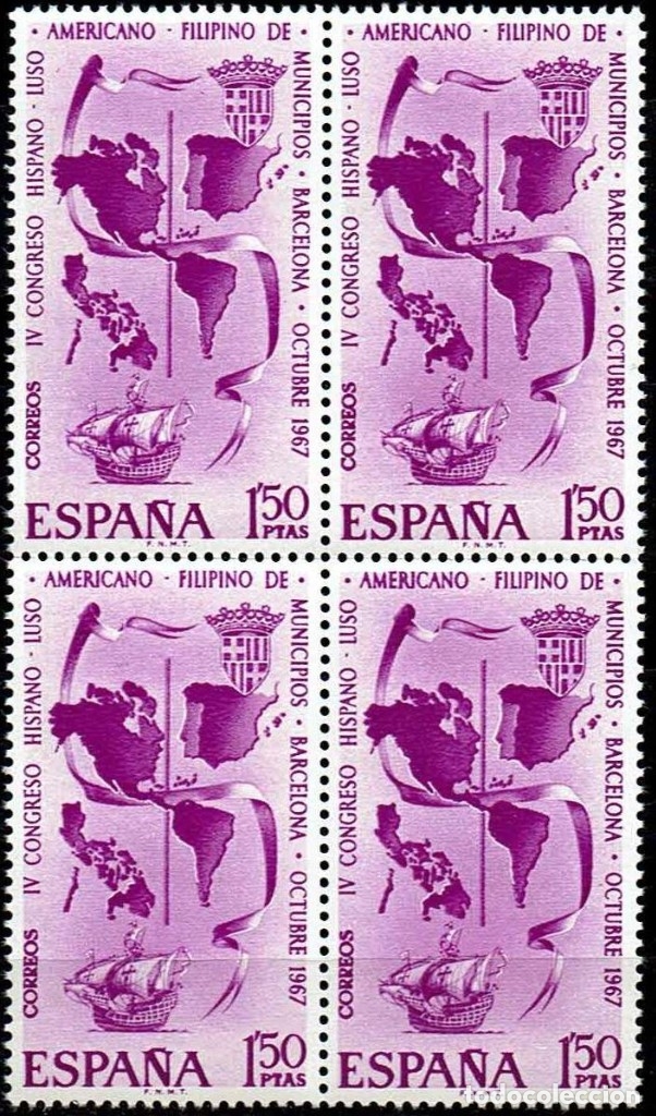 Sellos: ESPA&Ntilde;A 1967 - EDIFIL 1818 (**) EN BLOQUE DE 4 - Foto 1