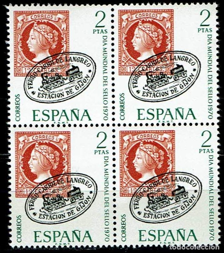 Sellos: ESPA&Ntilde;A 1970 - EDIFIL 1974 (**) BLOQUE DE 4 - Foto 1