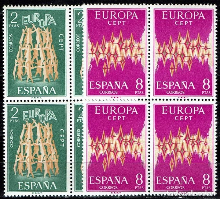 Sellos: ESPA&Ntilde;A 1972 - EDIFIL 2090/2091 (**) EN BLOQUE DE 4 - Foto 1