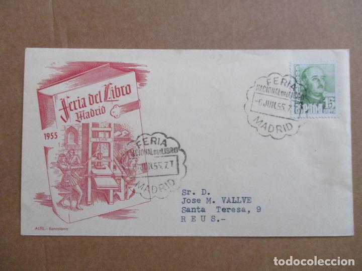 Sellos: circulada 1955 feria libro madrid  a reus tarragona - Foto 1