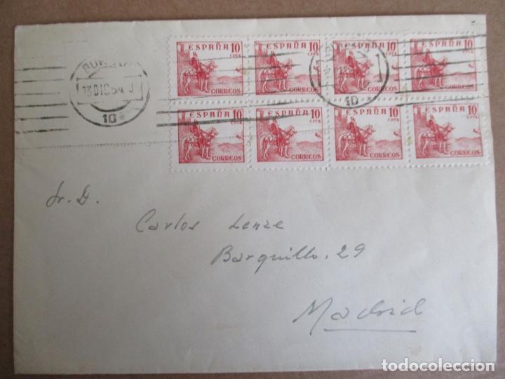 Sellos: CIRCULADA 1954 DE BURGOS A MADRID BLOQUE CID - Foto 1