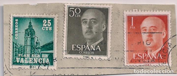 Stamps: SELLOS DE FRANCO -ED. 1149 y 1153- Y PLAN SUR DE VALENCIA MIGUELETE SOBRE FRAGMENTO FECHADOR VALENCI