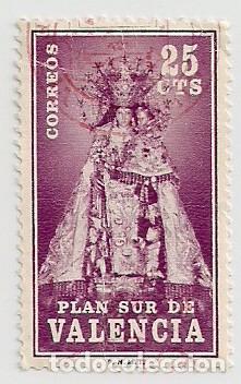 Sellos: ED. 7. PLAN SUR DE VALENCIA VIRGEN DE LOS DESAMPARADOS 1973. MATASELLO EN ROJO - Foto 1