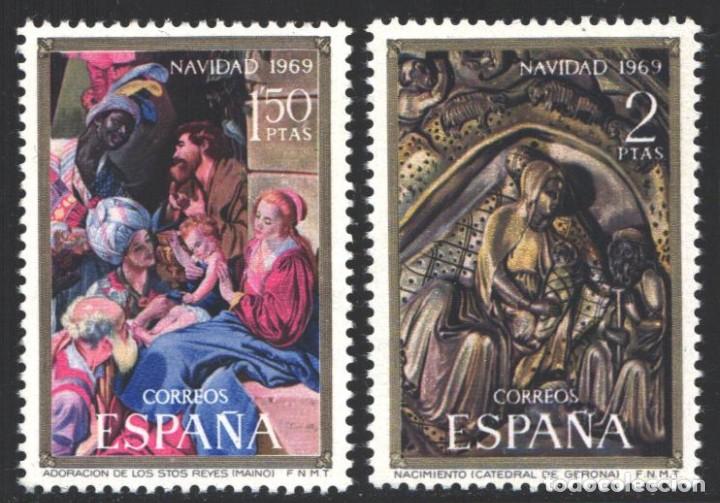 Sellos: ESPA&Ntilde;A,1969 EDIFIL N&ordm; 1944 / 1945 /**/, Navidad - Foto 1