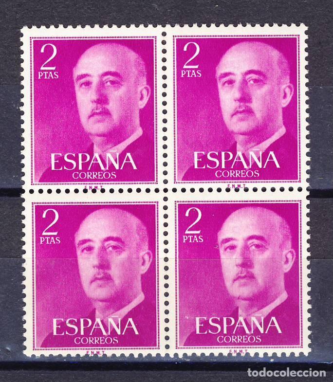 Sellos: 2 PTAS. GENERAL FRANCO.-1955-56.- BLOQUE DE CUATRO.- EDIFIL 1158**.- (1)