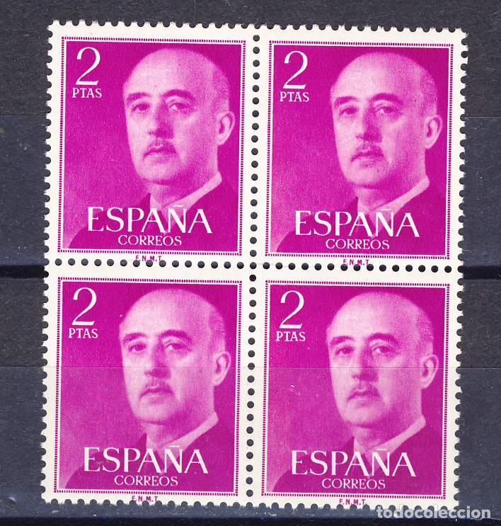 Timbres: 2 PTAS. GENERAL FRANCO.-1955-56.- BLOQUE DE CUATRO.- EDIFIL 1158**.- (3)