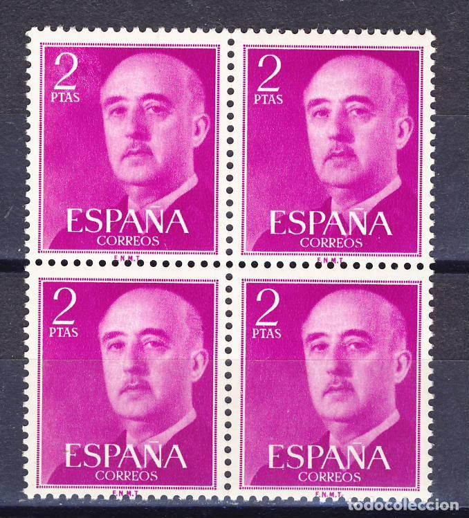 Timbres: 2 PTAS. GENERAL FRANCO.-1955-56.- BLOQUE DE CUATRO.- EDIFIL 1158**.- (4)
