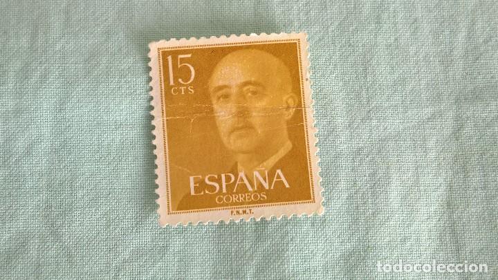 Sellos: ESPA&Ntilde;A 1955 EDIFIL N&ordm; 1144. Franco - 15 centimos -usado,doblado , con charnela