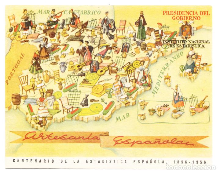 Sellos: 1956 TARJETA POSTAL CENTENARIO DE LA ESTAD&Iacute;STICA - Foto 1