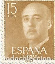 Francobolli: LOTE DE 14 SELLOS USADOS -SERIE EFIGIE DEL GENERAL FRANCO 1955 15 CTS- EDIFIL 1144 -VARIEDAD