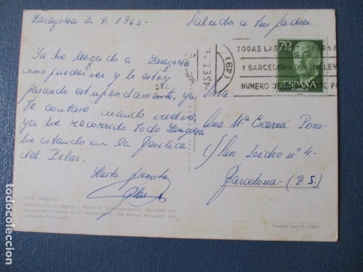 Sellos: POSTAL CIRCULADA 1962 de zaragoza A barcelona - Foto 2