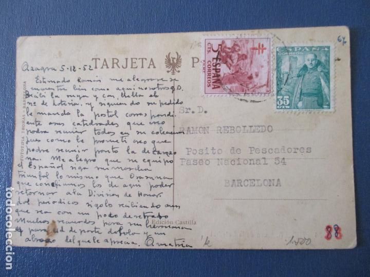 Sellos: POSTAL CIRCULADA 1952 de azagra logro&ntilde;o a zaragoza - Foto 3