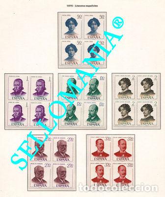 Sellos: 1970 LITERATOS BECQUER UNAMUNO CONCHA ESPINA EDIFIL 1990 / 95 ** MNH B4 TC21693