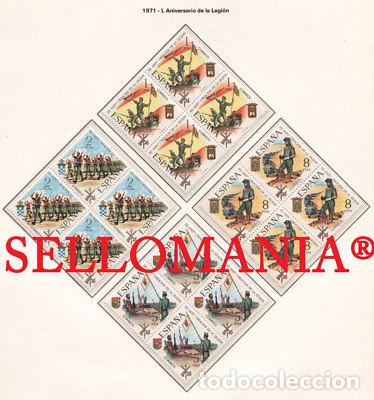 Sellos: 1971 L ANIVERSARIO DE LA LEGION EDIFIL 2043 / 46 ** MNH B4 MILITAR ARMY TC21707