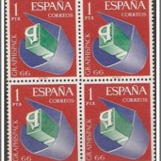 Sellos: ESPAÑA NUEVOS AÑO 1966 BLOQUE DE 4 ARTES GRAFRICAS EDIFIL 1709. Lote 217514146