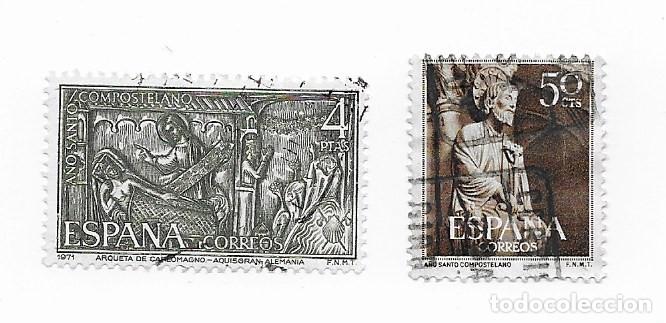 Sellos: 2 sellos ESPA&Ntilde;A A&Ntilde;O SANTO COMPOSTELANO usado - Foto 1