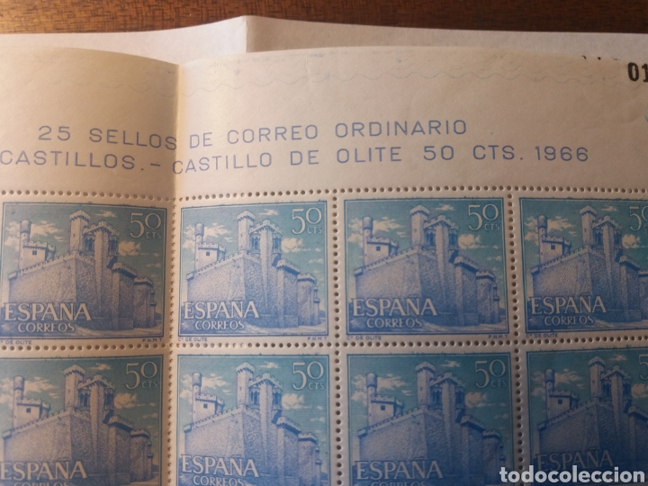 Sellos: Pliego completo25x50 cts Castillo de Olite 1966 - Foto 2